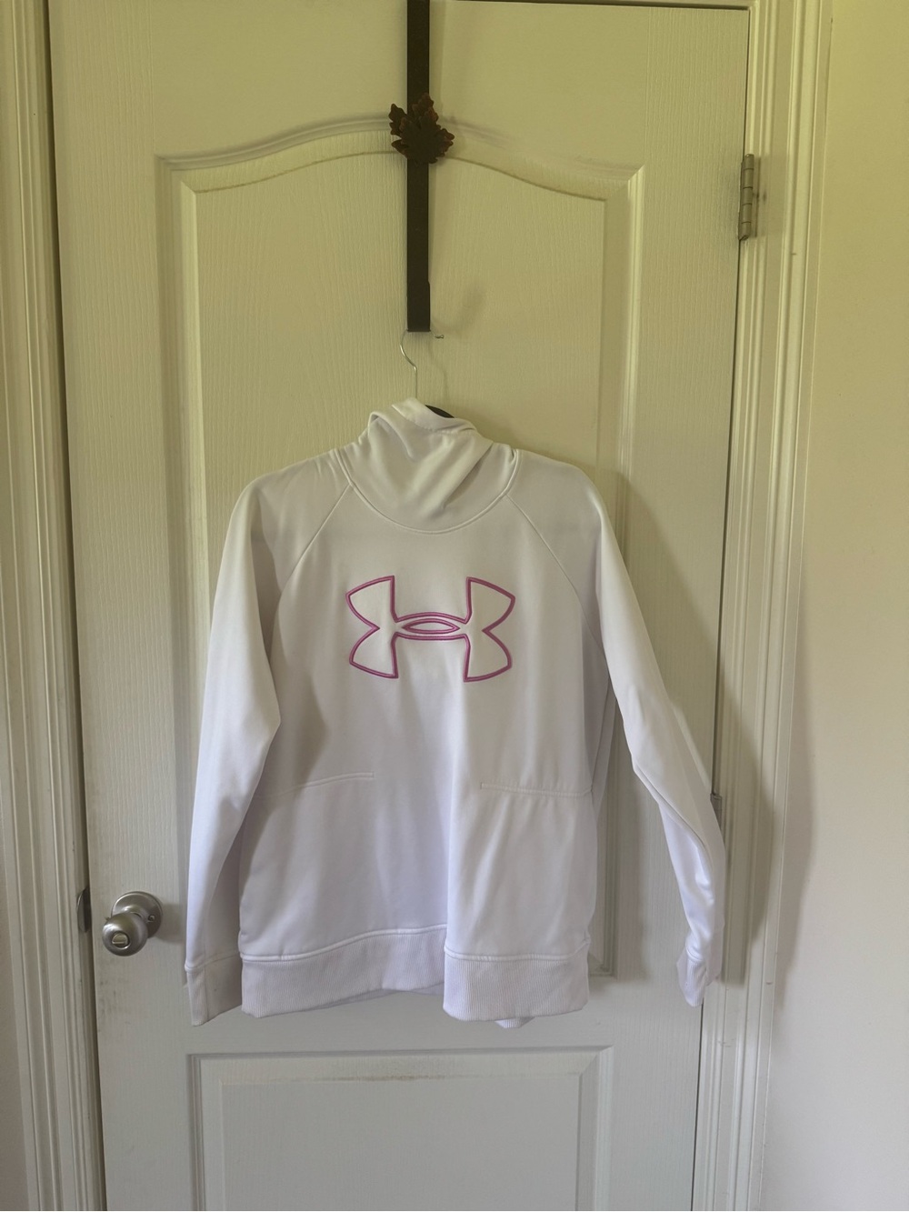 Under Armour White Pullover with Pink Logo
